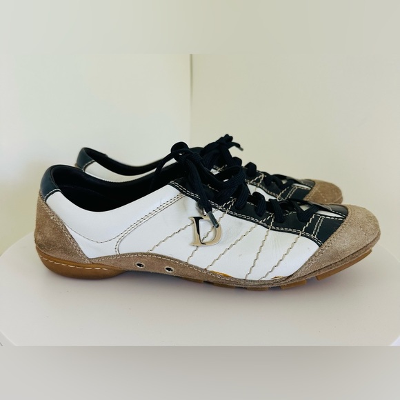 DIOR white/blue leather and beige suede sneakers in 37 size - Picture 4 of 7